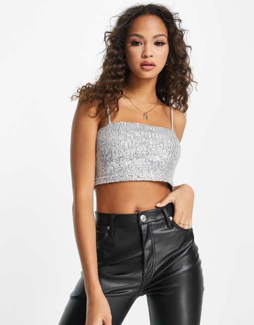 Asos sequin best sale crop top