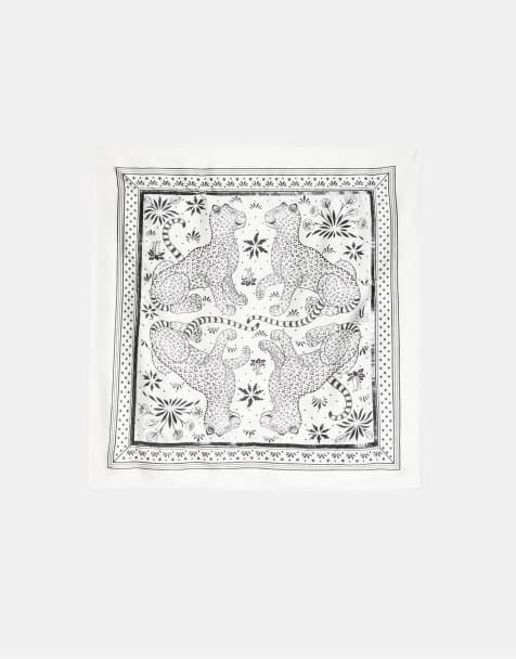 Stradivarius Sequined row print scarf in ecru - view 1