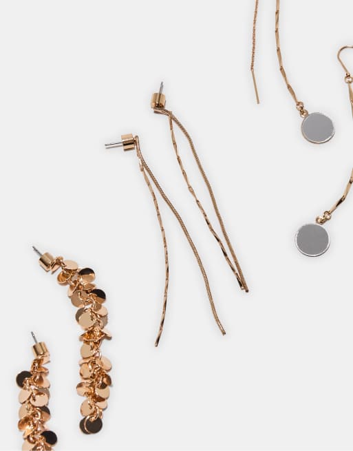 Stradivarius - Set ai 3 orecchini pendenti color oro pendenti, 2 di 3