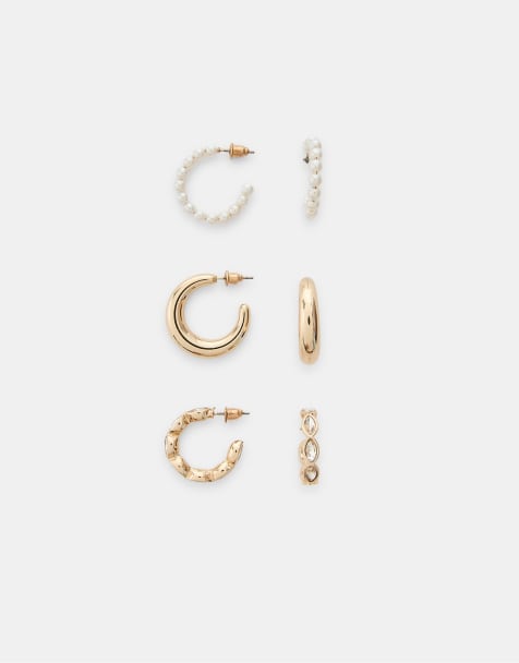 Stradivarius Set aus 3 Creolen in Gold - view 1