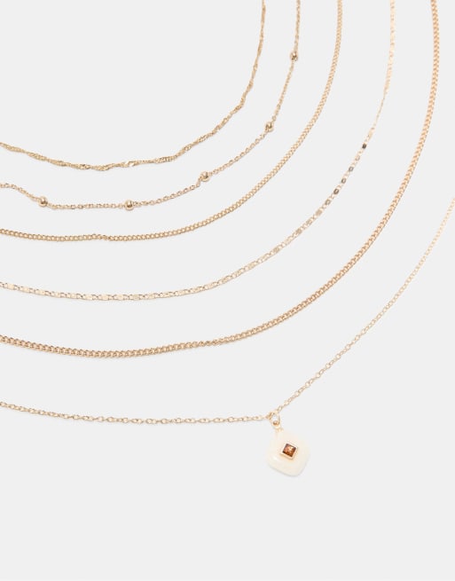 Stradivarius Set aus 6 Charm-Halsketten in Gold, 4 von 4