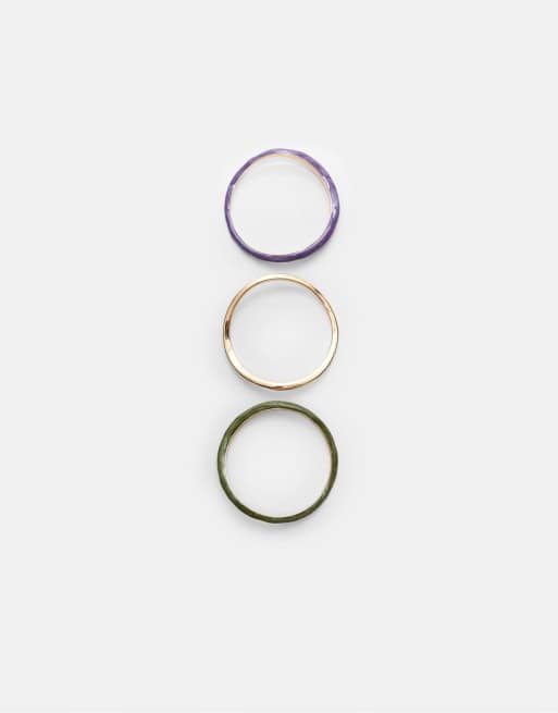 Stradivarius - Set con 3 bracciali verdi smaltati a contrasto