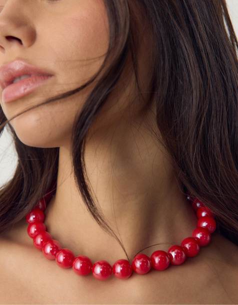 Stradivarius - Set da 2 collane con perline rosse - view 1