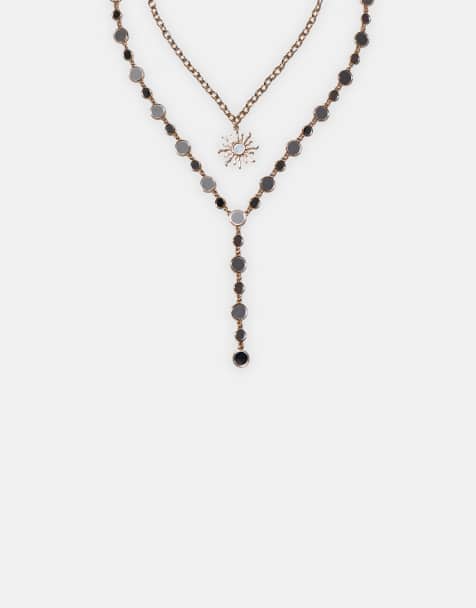 Stradivarius - Set da 2 collane lariat color oro con sole - view 1