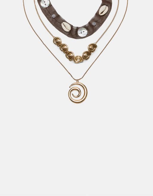 Stradivarius - Set da 3 collane a spirale color oro