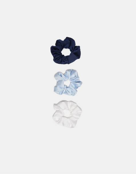 Stradivarius - Set da 3 elastici per capelli blu reale - view 1