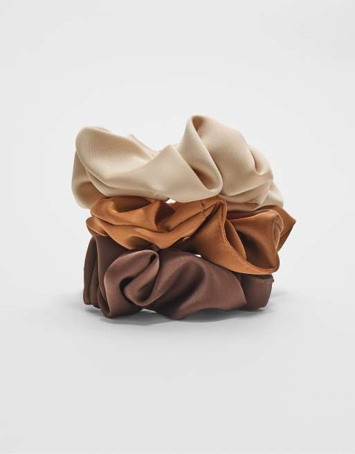 Stradivarius - Set di 3 elastici per capelli marroni, 3 di 3