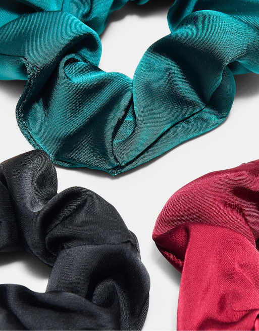 Stradivarius set di 3 scrunchies in raso multicolore, 4 di 5