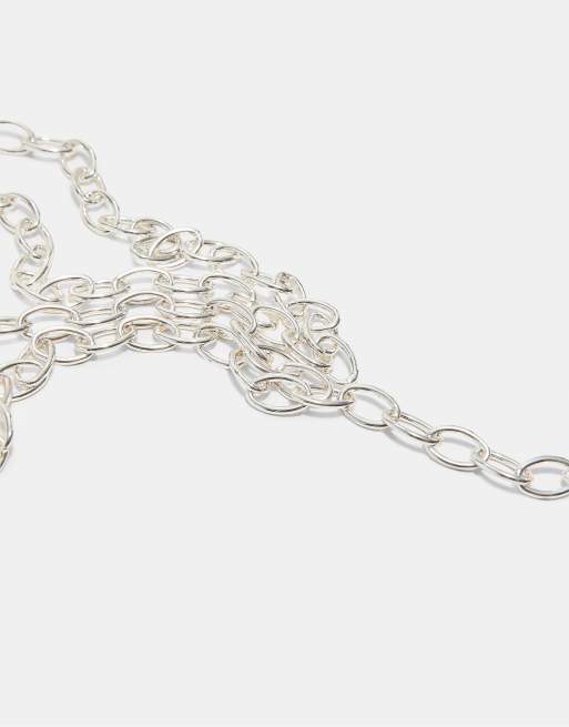 Stradivarius set med 2 lariat-halsband med kedja i grått, 4 av 4