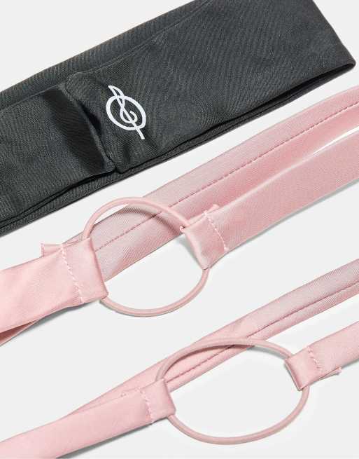 Stradivarius set med 3 elastiska sportiga hårband i pastellrosa, 4 av 4