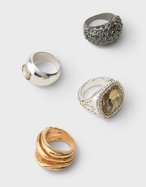 Stradivarius set med 4 strassringar i guld, 4 av 4