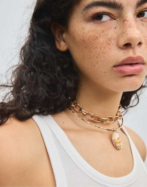 Stradivarius set met dubbele ketting en hanger in goud, 2 van 4