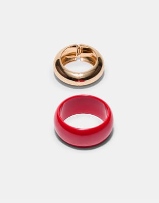 Stradivarius - Set mit 2 abgestimmten Armbändern in Rot