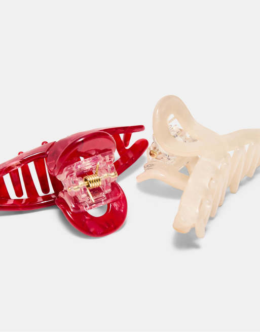 Stradivarius – Set mit 2 kleinen Haarspangen in Rot, 3 von 3