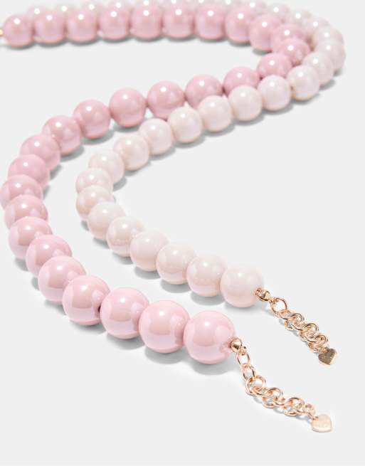 Stradivarius Set of 2 bead necklaces in pastel pink, 4 of 4
