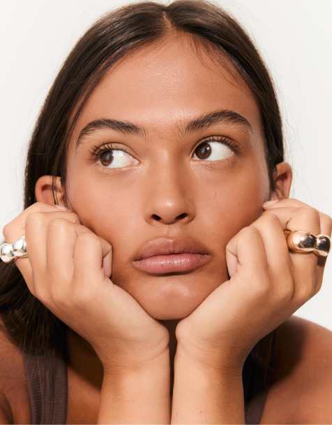 Stradivarius Set of 2 combined rings in grey - view 1