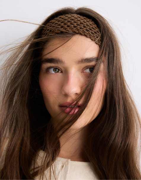 Stradivarius Set of 2 crochet hair bands in ecru - view 1