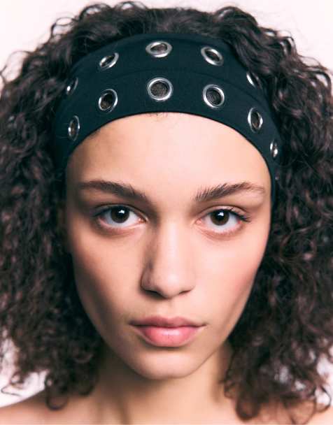 Stradivarius Set of 2 headbands with studs in black - view 1