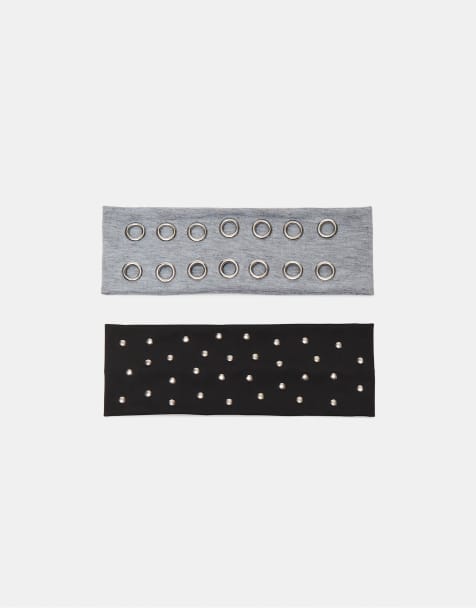 Stradivarius Set of 2 headbands with studs in grey - view 1