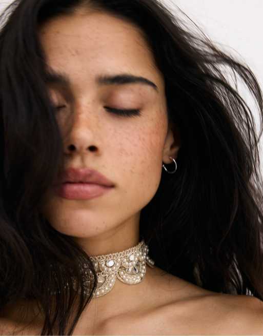 Stradivarius Set of 2 mirror choker necklaces in gold, 2 of 4