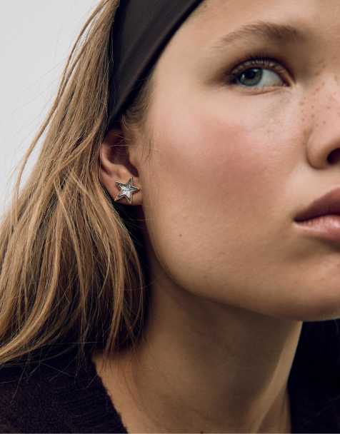 Stradivarius Set of 2 pairs of bear and star earrings in brown - view 1