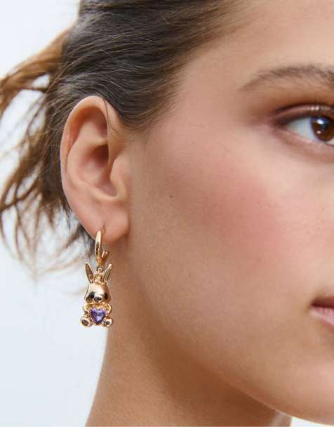 Stradivarius Set of 2 pairs of bunny earrings in gold - view 1
