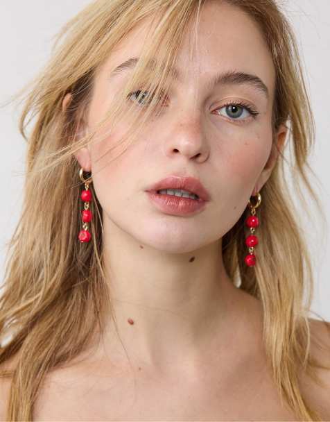 Stradivarius Set of 2 pairs of tomato earrings in red - view 1