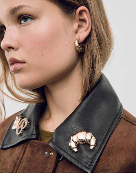 Stradivarius Set of 3 croissant pins in gold - view 1