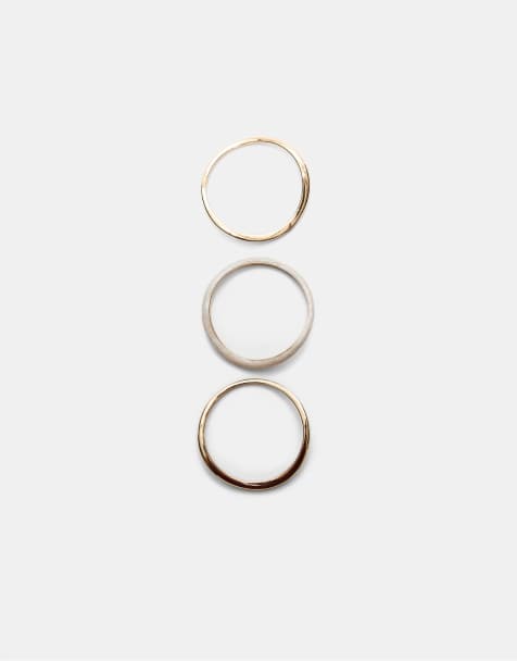 Stradivarius Set of 3 enamelled rigid bangles in gold - view 1