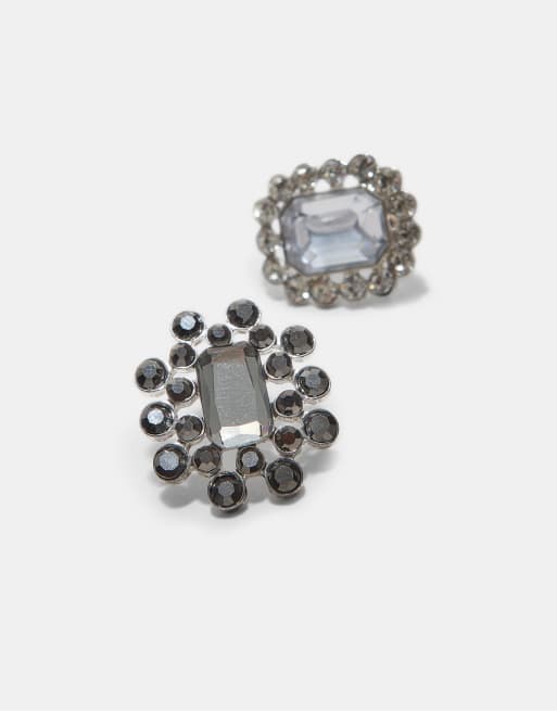 Stradivarius Set of 3 jewel brooches in grey, 4 of 4