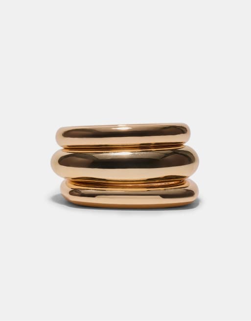 Stradivarius Set of 3 rigid bracelets in gold, 3 of 3