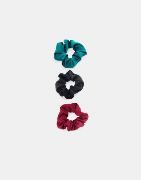 Stradivarius Set of 3 satin scrunchies in multi - view 1