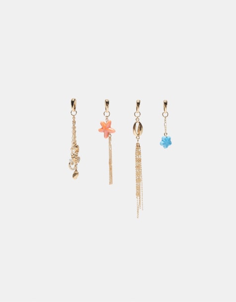 Stradivarius Set of 4 starfish bikini charms in gold - view 1
