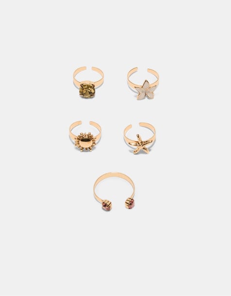 Stradivarius Set of 5 toe rings in gold - view 1