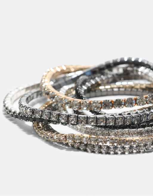 Stradivarius Set of 8 bracelets in grey, 4 of 4