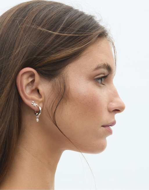 Stradivarius Set of 9 butterfly earrings in grey, 3 of 3
