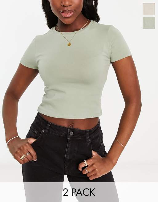 verkopen weten Herhaal Stradivarius - Set van 2 basic baby-T-shirts in stradivarius en khaki | ASOS