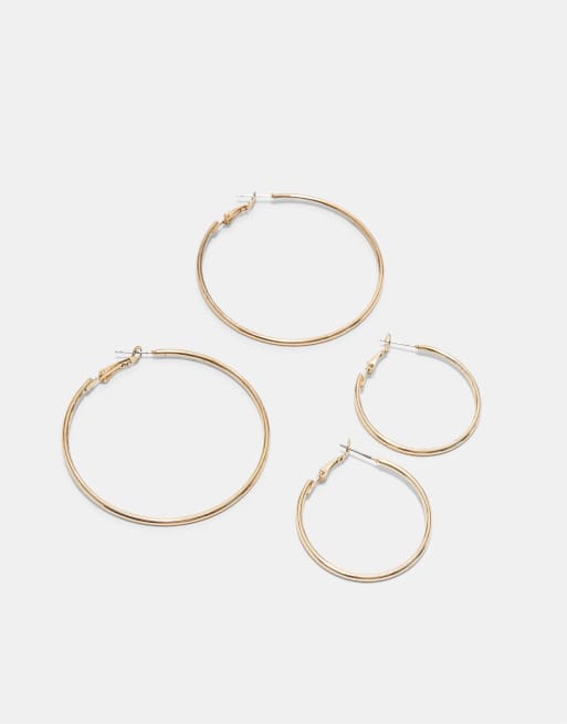 Stradivarius set van 2 effen hoepeloorbellen in goud, 4 van 4