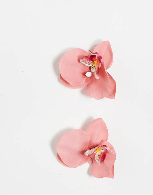Stradivarius - Set van 2 spelden met orchidee in roze