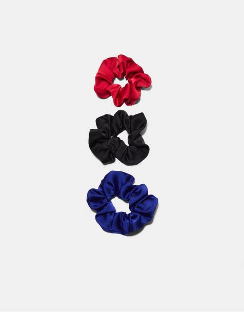 Stradivarius - Set van 3 scrunchies in elektrisch blauw - view 1