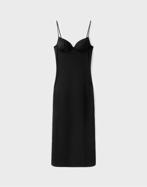 Stradivarius Shapewear fitted dress in black, 6 of 7