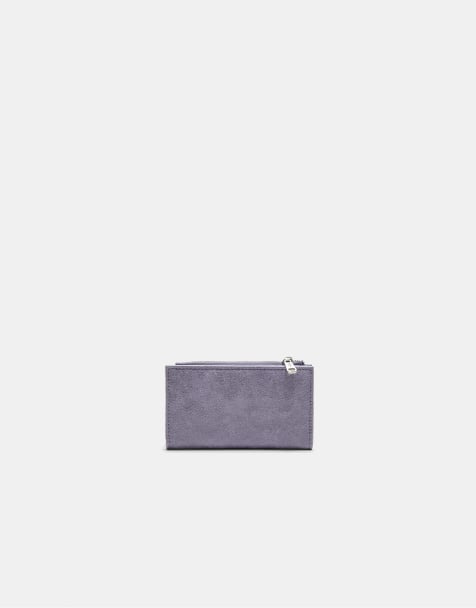 Stradivarius Shimmery card holder purse with zip in mauve - view 1