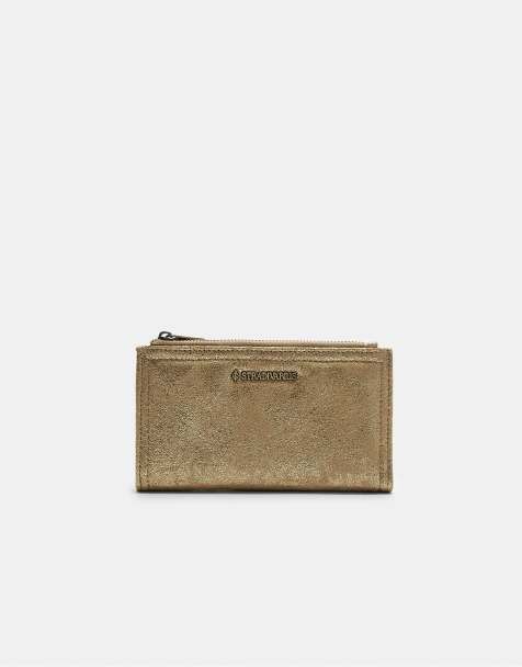 Stradivarius Shimmery wallet with zip in yellow - view 1
