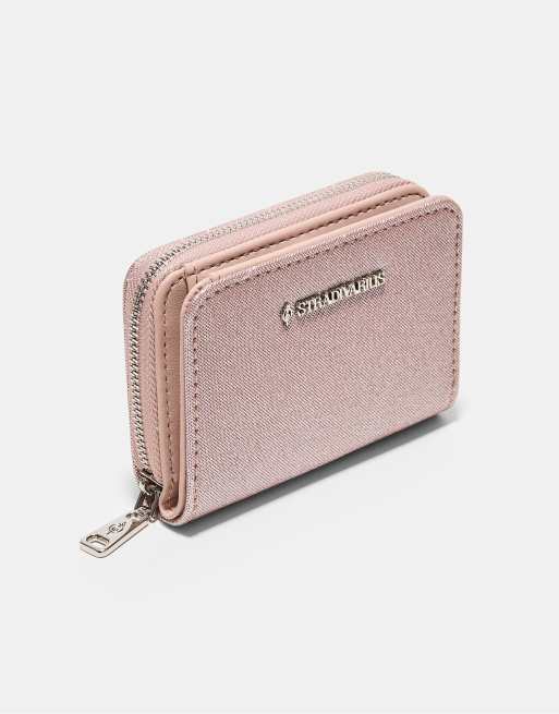 Stradivarius Shimmery zip-up purse in pastel pink, 2 of 4