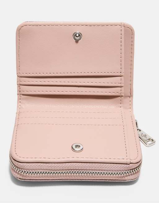 Stradivarius Shimmery zip-up purse in pastel pink, 4 of 4