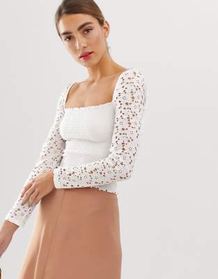 asos white lace top