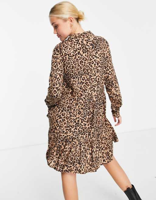 Stradivarius shirt dress in leopard print ASOS