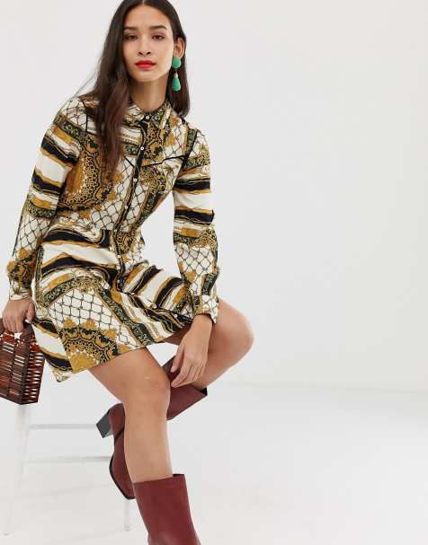 Stradivarius shirt dress in scarf print - view 1