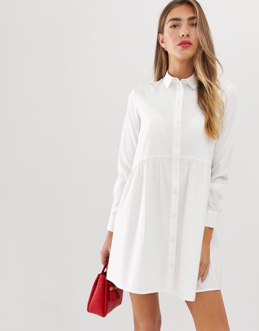 Stradivarius shirt dress in white