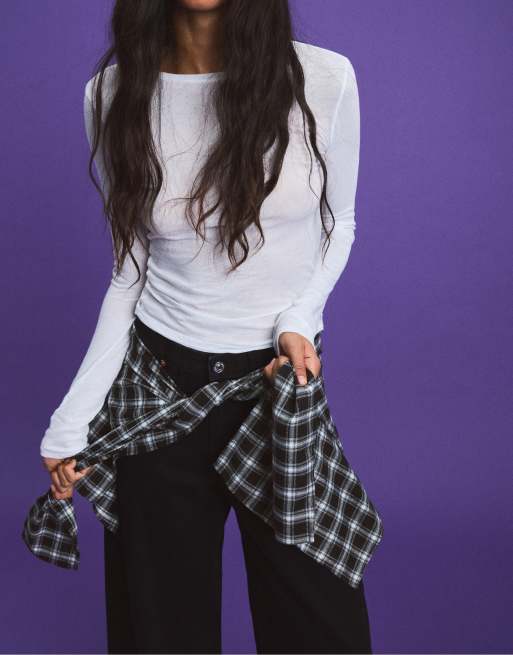 Stradivarius Shirt-effect belt in black, 3 of 4